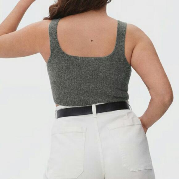 Everlane Cozy Stretch Tank Top Heathered Charcoal Grey Yak Hair Blend Size M New - Picture 3 of 10